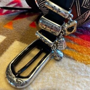 Brighton Silver and Black Decorative Belt with Charms-XS/26